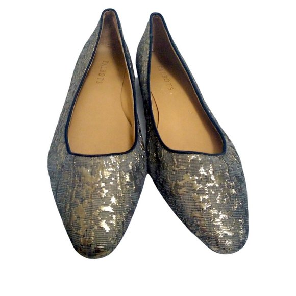 Talbots Womens Gold Embroidered Fabric Canvas Slip On Driving Smoke Flats 7.5 N - Picture 4 of 10